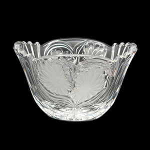 Vtg Floral Etched Crystal Open Candy Dish Bowl 3.5 in